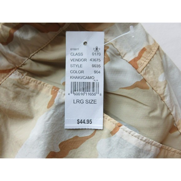 PacSun Camo Khaki Nylon Volley Shorts Size L Brown Belt Elastic Waist NWT $45 - Picture 2 of 5